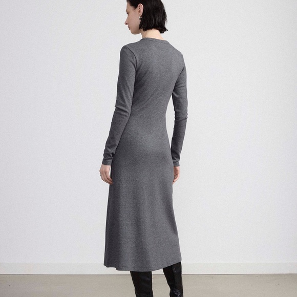 NWT Frank & Oak // The Ribbed Maxi Dress in Cool Grey - Picture 4 of 6